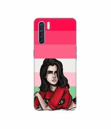 Amazon Brand - Solimo Designer Lady Vector with Line 3D Printed Hard Back Case Mobile Cover for Oppo F15