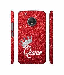 Amazon Brand - Solimo Designer Queen On Red Glitter 3D Printed Hard Back Case Mobile Cover for Motorola Moto G5 Plus