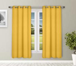 Amazon Brand - Solimo Magnolia Door Curtain, 7 feet - Set of 2 (Spanish Yellow)