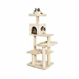 AmazonBasics Extra Large Cat Tree Tower with Condo - 24 x 56 x 19 Inches, Beige