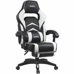 UMI Gaming Chair Office Chair with Footrests Gamer Swivel Chair Height-Adjustable Gaming Chair PC Chair Ergonomic Executive Chair with Armrests