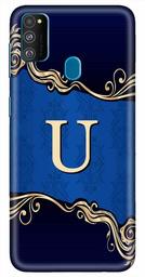 Amazon Brand - Solimo Designer Blue Pattern Alphabet-U 3D Printed Hard Back Case Mobile Cover for Samsung Galaxy M21 / M30s