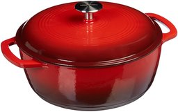 AmazonBasics Enameled Cast Iron Covered Dutch Oven, 4.3-Quart, Red