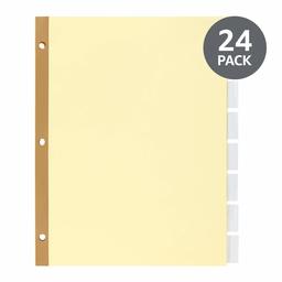 AmazonBasics 8-Tab Paper Binder Dividers, Insertable Clear Tabs, 24 Sets