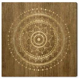 Amazon Brand – Stone & Beam Contemporary Gold on Brown Mandala Canvas Wall Art Print, 24