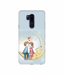 Amazon Brand - Solimo Designer Couple Sitting On Moon 3D Printed Hard Back Case Mobile Cover for LG G7 ThinQ