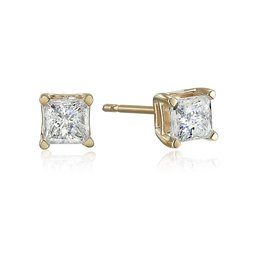 10k Yellow Gold Princess-Cut Diamond Stud Earrings (1/2 cttw)