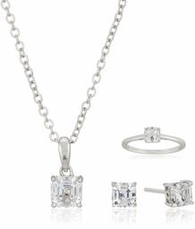 [Find] Amazon Collection Rhodium Plated Sterling Silver Clear As (Car Cut kyu-bikkuzirukoniasoritexiazyueri-setto (Pendant, Ring And Earrings) – Size 8 Pendant jes04923 _ 110cl08jd00 