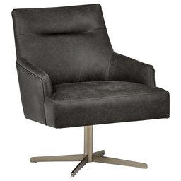 Amazon Brand – Rivet Zane Mid-Century Modern Swivel Top-Grain Leather Accent Chair, 28.75