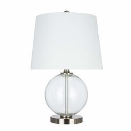 Amazon Brand – Ravenna Home Contemporary Round Glass Table Lamp, LED Bulb Included, 20.25