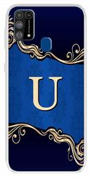 Amazon Brand - Solimo Designer Multicolor Blue Pattern Alphabet-U Printed Soft Back Case Mobile Cover for Samsung Galaxy M31