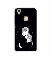 Amazon Brand - Solimo Designer Couples Standing in Rain UV Printed Soft Back Case Mobile Cover for Vivo V3