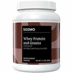 Amazon Brand - Solimo Whey Protein & Greens Blend, Chocolate, 1.5 Pound