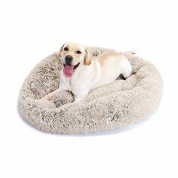 Eono Essentials Letto Divano per Cane Gatti Cuccia Lettino Cuscino per Animali Domestici Ciambella Rimovibile Copertura Lavabile Morbido per Grande Medio Piccola Cani Gatto Dormire Beige L