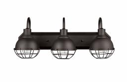 Amazon Brand – Stone & Beam Contemporary Vanity Light with Metal Cage Shades, Vintage Edison Bulbs Included, 10