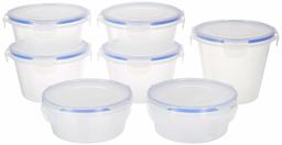 Amazon Brand - Solimo Plastic Kitchen Storage Container Set, 7-Pieces, Blue