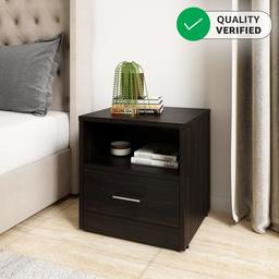 Amazon Brand - Solimo Aquilla Engineered Wood Bedside Table with Drawer (Wenge Finish)