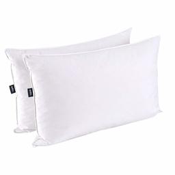 UMI Essentials White Natural Feather Pillow with 100% Cotton Cover, Medium-Firm Support, 48 x 74 cm, 2-Pack, Washable