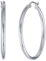 Sterling Silver Round Tube Hoop Earrings (2 mm, 1.1