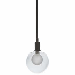 Amazon Brand – Rivet Mid-Century Modern Ceiling Hanging Glass Globe Pendant Fixture With Light Bulb - 5 x 5x 10 Inches, Matte Black