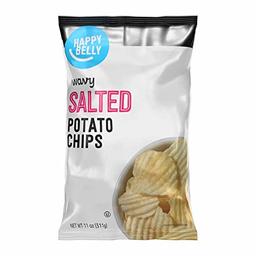 Amazon Brand - Happy Belly Wavy Salted Potato Chips, 11 Ounce