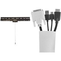 AmazonBasics No-Stud Heavy-Duty Tilting TV Wall Mount for 32-inch to 80-inch TVs with 80-inch Velcro Cable Sleeve (White)