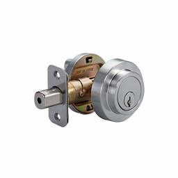 AmazonBasics Contemporary Round Deadbolt - Single Cylinder - Satin Nickel