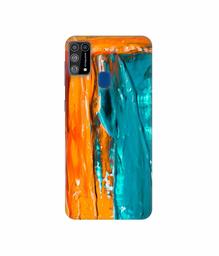 Amazon Brand - Solimo Designer Gold Yellow and Sky Blue Paint 3D Printed Hard Back Case Mobile Cover for Samsung Galaxy M31