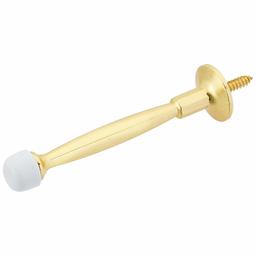 AmazonCommercial Rigid Door Stop w/Rubber Tip, Brass Plated, 10-Pack