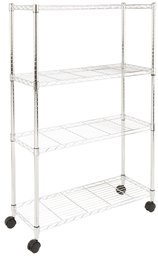 AmazonBasics 5-Shelf Shelving Unit on Wheels - Chrome SL-SUAM-122