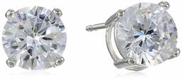 Amazon Essentials Platinum Plated Sterling Silver Round Cut Cubic Zirconia Stud Earrings (7.5mm)