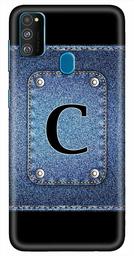 Amazon Brand - Solimo Designer Button Jeans Alphabet-C 3D Printed Hard Back Case Mobile Cover for Samsung Galaxy M21 / M30s