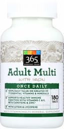 365 Everyday Value, Adult Multi with Iron, 180 ct