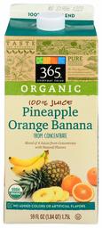 365 Everyday Value, Organic 100% Pineapple - Orange - Banana Juice (From Concentrate), 59 Fl Oz