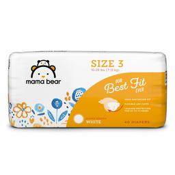 Amazon Brand - Mama Bear Best Fit Diapers Size 3, 40 Count, White Print [Packaging May Vary]