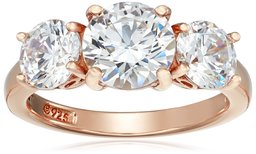 Rose-Gold-Plated Sterling Silver Round 3-Stone Ring made with Swarovski Zirconia (3 cttw), Size 7