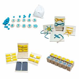 AmazonBasics Montessori Casepack 3 Years+, Number, Lacing Set, Fastening Set, Sound Memo