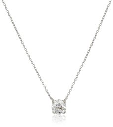 Amazon CollectionPlatinum-Plated Sterling Silver Swarovski Zirconia Round Solitaire Pendant Necklace, 2cttw