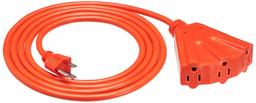 AmazonBasics 16/3 - Cable de extensión para exteriores con 3 enchufes (renovado), 8 ft, Anaranjado