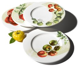 Pinzon Tomato 11-Inch Assorted Dinner Plates, Set of 4