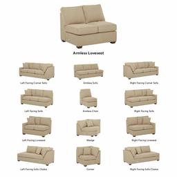 Amazon Brand – Stone & Beam Bagley Sectional Component, Armless Loveseat, Fabric, 44