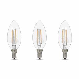 AmazonBasics 60W Equivalent, Clear, Soft White, Dimmable, 15,000 Hour Lifetime, B11 (E12 Candelabra Base) LED Light Bulb | 3-Pack