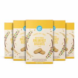 Amazon Brand - Happy Belly - Milk & Cereals Breakfast Biscuits, 5x300g