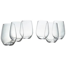 Amazon Brand – Stone & Beam Traditional Stemless White Wine Glass, 16-Ounce, Set of 6 - L9237