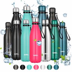 UMI. by Amazon - Borraccia Termica, 500 ml Bottiglia Acqua in Acciaio Inox, Senza BPA, 24 Ore Freddo & 12 Caldo, Borracce per Scuola, Sport, All'aperto, Palestra, Yoga (Rosa)