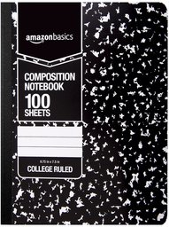 AmazonBasics College Ruled Pad 100 Sheets - Assorted Marble Colours, Marble black