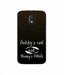 Amazon Brand - Solimo Designer Daddy's Girl and Mummy World 3D Printed Hard Back Case Mobile Cover for Motorola Moto E (3rd gen)