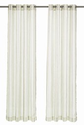 AmazonBasics Naval Stripe Sheer Curtain, Set of 2 - 152 x 160 cm