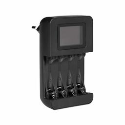 Carregador de bateria inteligente e digital da AmazonBasics para 4 pilhas AA, AAA