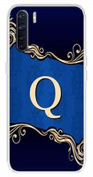 Amazon Brand - Solimo Designer Multicolor Blue Pattern Alphabet-Q Printed Soft Back Case Mobile Cover for Oppo F15